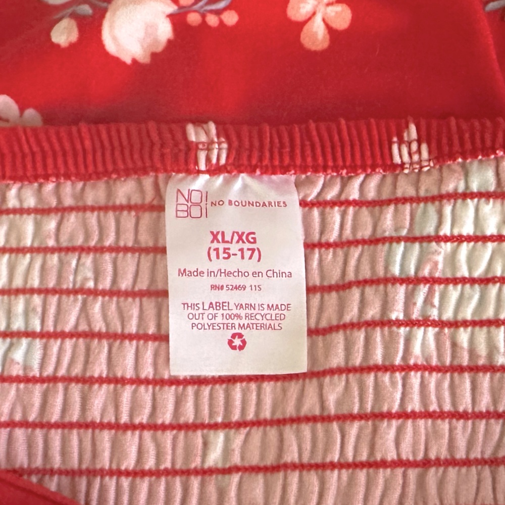 Strapless Red Floral Juniors Button-Front Foam Cup Dress Size XL/XG (15-17) - Picture 13 of 15